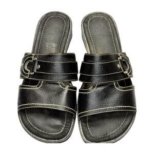 Predictions Black Faux Leather Comfort Flats Womens Size 10W Wide